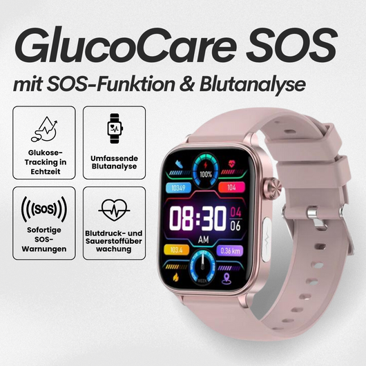 GlucoCare SOS - mit SOS-Funktion inkl. Sturzerkennung & zertifizierte Blutzuckermessung (2026) - Original