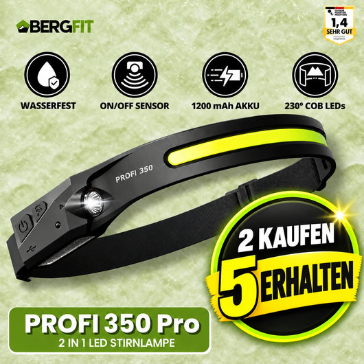 PROFI 350 – 2-in-1-LED-Stirnlampe
