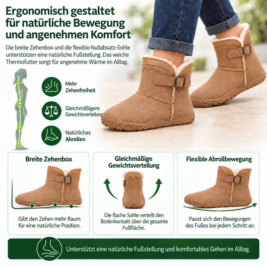 ThermoHug – Schmerzlindernder Barfuß-Winterstiefel mit breiter Zehenbox