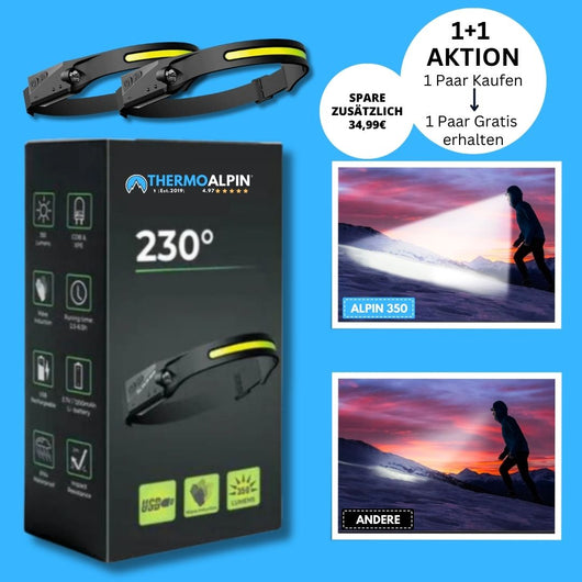 ALPIN 350 Pro LED Stirnlampe - Das Original - 1+1 Aktion für kurze Zeit